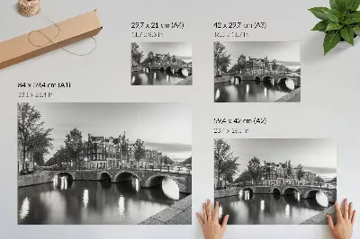 Decorative canvas print featuring elegant bridges and classic canal architecture