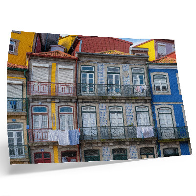 Photo canvas Colorful tenement houses with details, balconies, and plants