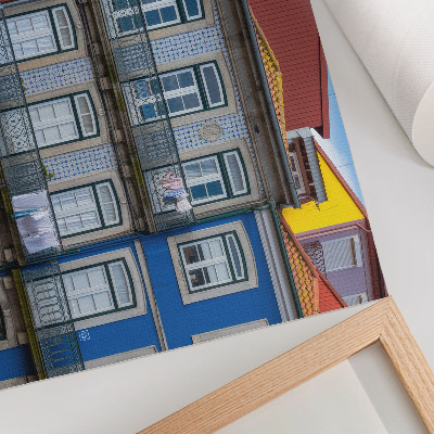 Photo canvas Colorful tenement houses with details, balconies, and plants