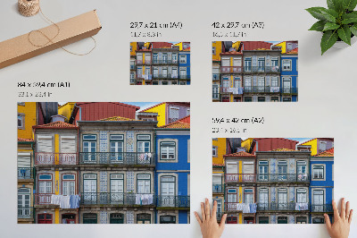 Photo canvas Colorful tenement houses with details, balconies, and plants