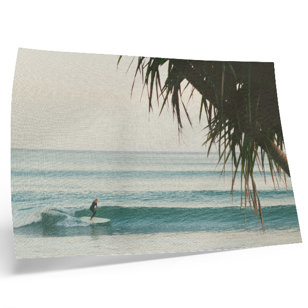 Decorative canvas print beach surfing waves palm naturalness peace