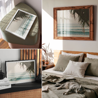 Decorative canvas print beach surfing waves palm naturalness peace
