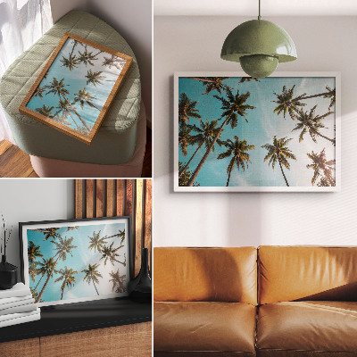 Poster Palm trees against the blue background, the peaceful atmosphere of nature