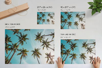 Poster Palm trees against the blue background, the peaceful atmosphere of nature