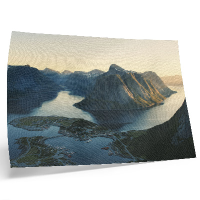 Decorative canvas print Fjords, mountains, water, sunset, harmony of nature