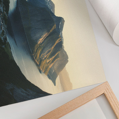 Decorative canvas print Fjords, mountains, water, sunset, harmony of nature