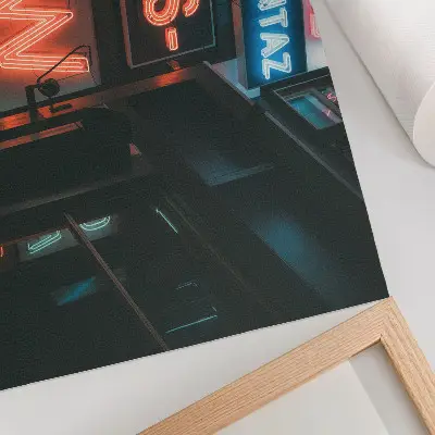 Photo canvas colorful neon signs in evening atmosphere