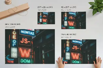 Photo canvas colorful neon signs in evening atmosphere
