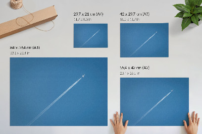 Poster Airplane in the sky blue background dynamic atmosphere