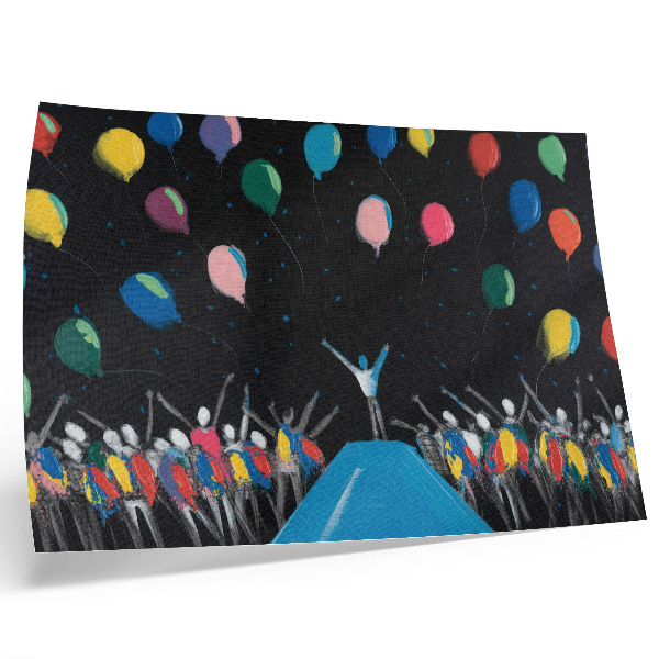 Decorative canvas print Colorful balloons contrasting with the black sky
