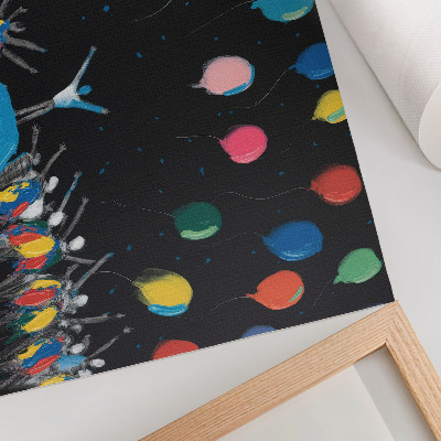 Decorative canvas print Colorful balloons contrasting with the black sky