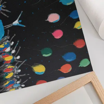 Colorful balloons decorative canvas print contrasting with the black sky