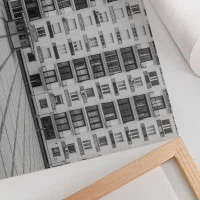 Poster A modern building with balconies and a square