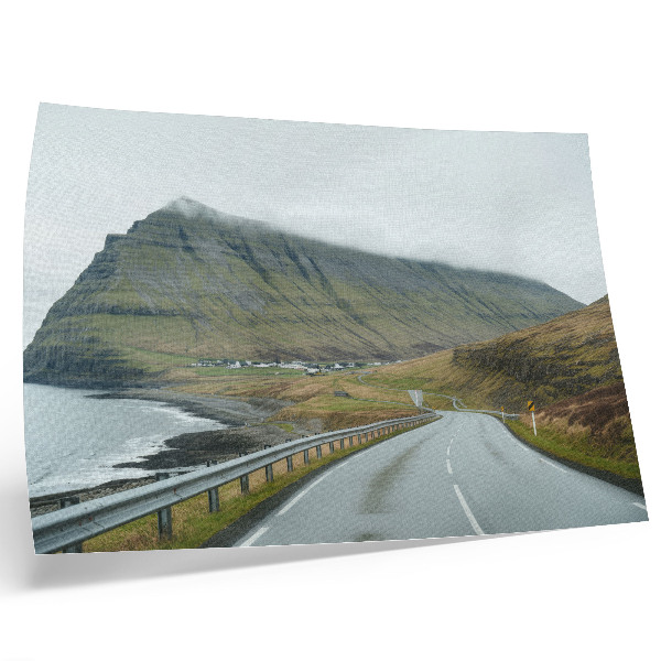 Poster Mountain road mysterious fog space