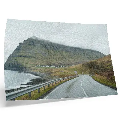 Poster mountain road with mysterious fog