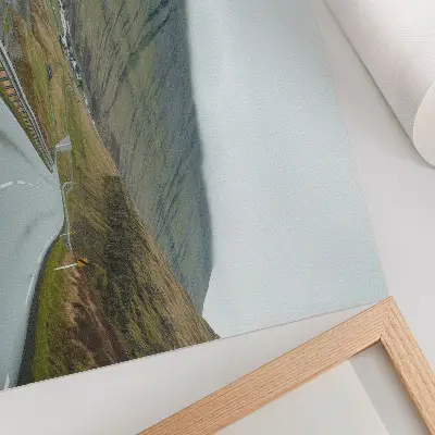 Poster mountain road with mysterious fog