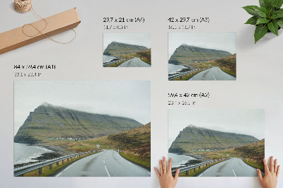 Poster Mountain road mysterious fog space