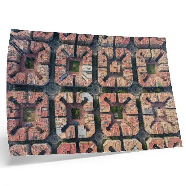 Photo canvas geometric layout in neutral colors with a city theme