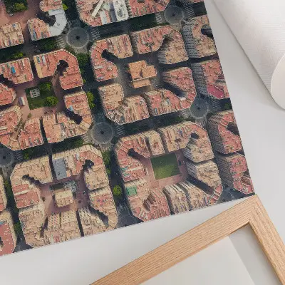 Photo canvas geometric layout in neutral colors with a city theme