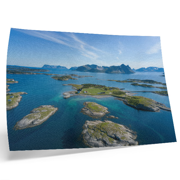 Photo canvas Islands with mountains, blue sky, green vegetation