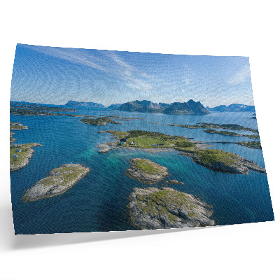 Photo canvas Islands with mountains, blue sky, green vegetation