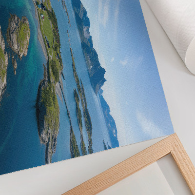 Photo canvas Islands with mountains, blue sky, green vegetation