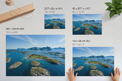 Photo canvas Islands with mountains, blue sky, green vegetation