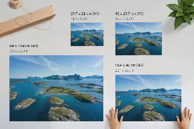 Photo canvas islands with mountains under a blue sky with green vegetation