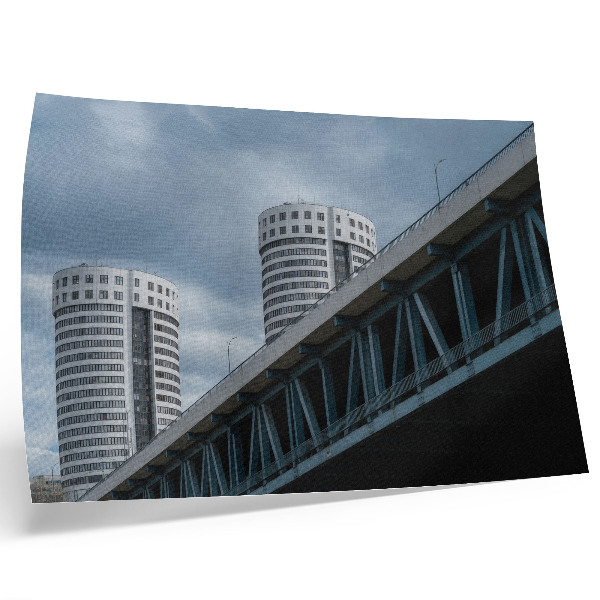 Poster Bridge and skyscrapers modernity symmetry elegance