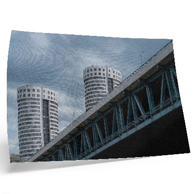 Poster Bridge and skyscrapers modernity symmetry elegance