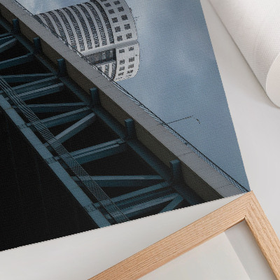 Poster Bridge and skyscrapers modernity symmetry elegance
