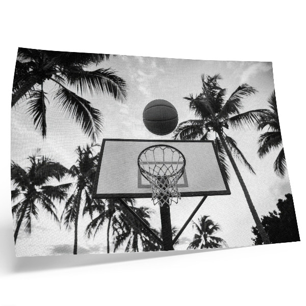 Decorative canvas print Basketball basket in palm trees on a black and white background