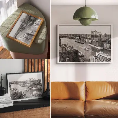 Photo canvas modern city river with iconic architecture