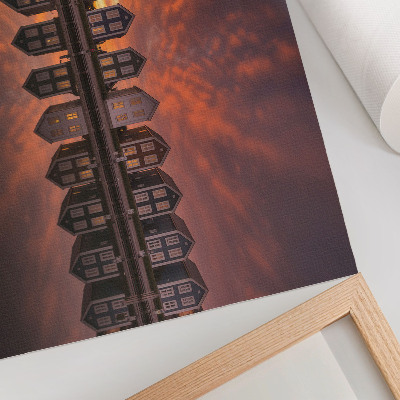 Decorative canvas print Colorful houses by the water in the sunset light