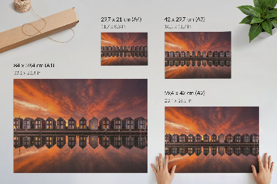 Decorative canvas print Colorful houses by the water in the sunset light