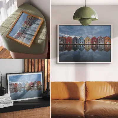 Photo canvas colorful houses with modern symmetric design