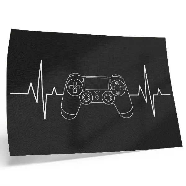 Decorative canvas print minimalist gaming heart design in black and white