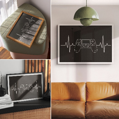 Decorative canvas print Minimalist gaming theme black and white heart