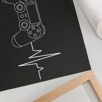 Decorative canvas print minimalist gaming heart design in black and white