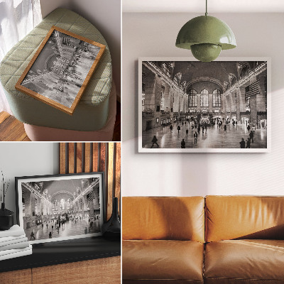 Photo canvas Elegant interior with large windows and central staircase