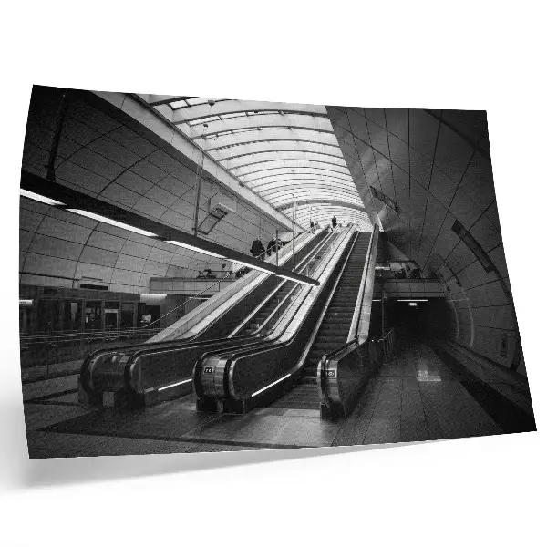 Decorative canvas print modern architecture interior with escalator