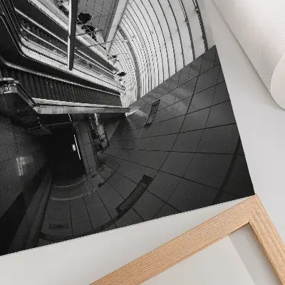Decorative canvas print modern architecture interior with escalator