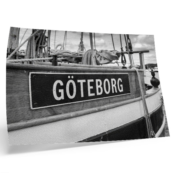 Poster Detail of a black and white retro boat