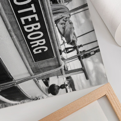 Poster Detail of a black and white retro boat