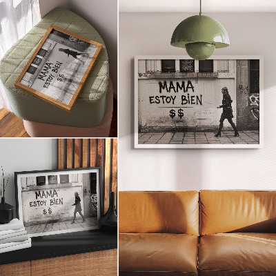 Photo canvas Contrasting urban scene with black and white graffiti