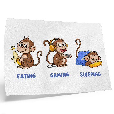 Decorative canvas print Funny illustrations of a monkey eating, playing, sleeping