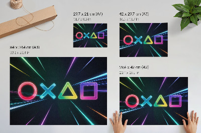 Poster Neon geometric shapes in motion