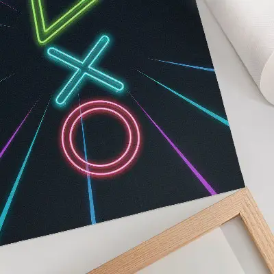 Photo canvas with a futuristic neon shapes design and dynamic colors