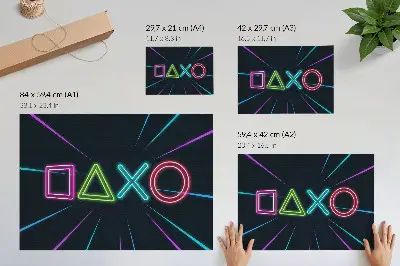Photo canvas with a futuristic neon shapes design and dynamic colors