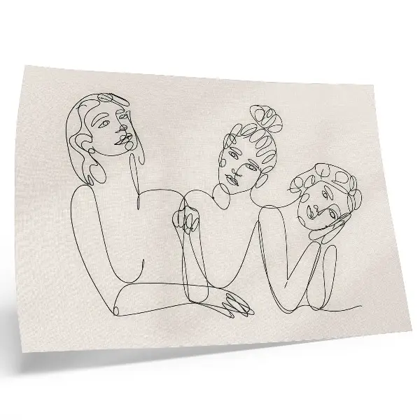 Decorative canvas print featuring black and white lines depicting delicacy and the intimacy of the characters